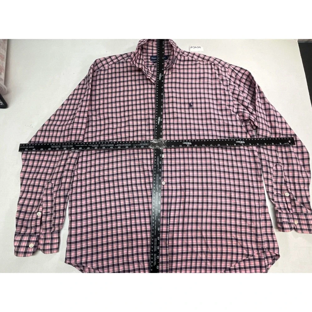 Ralph Lauren check shirt Men's size Large pink button-down long-sleeve